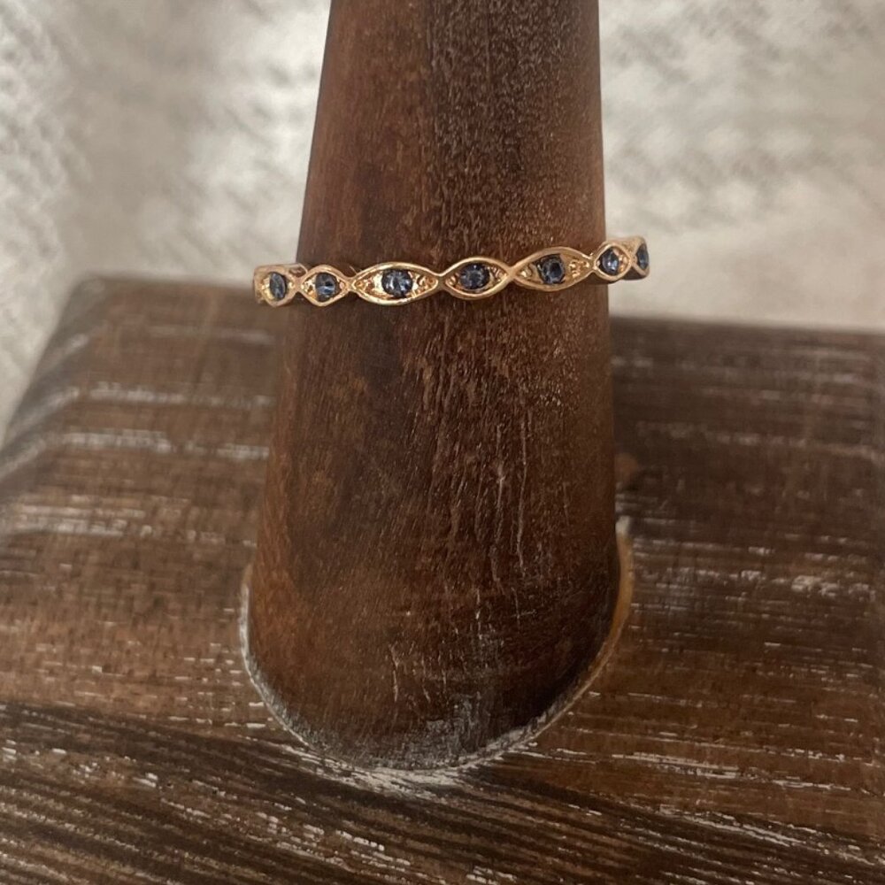 ✨ Dainty Gold Marquise Sapphire & Crystal Band ✨